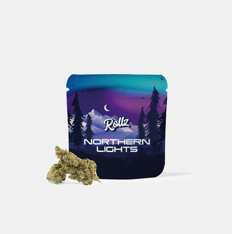 Northern Lights THCA indoor dried cannabis flower by Rollz – own cultivation and production.